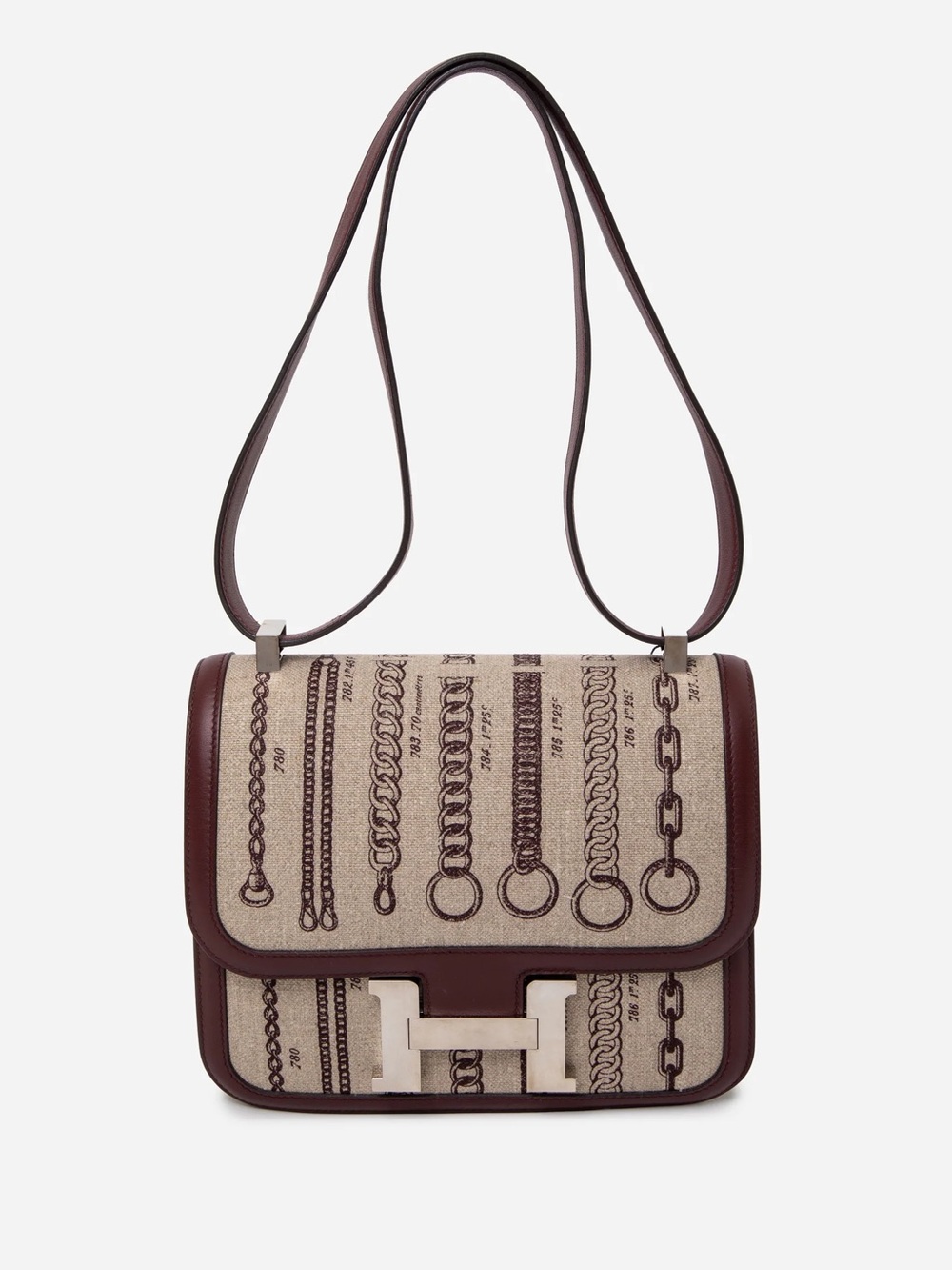 Hermes Swift Toile Dechainee Constance 24 Bordeaux PHW